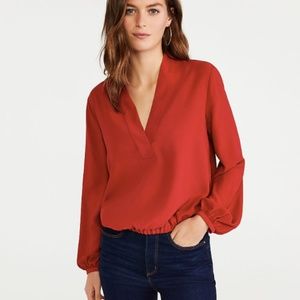 NWT Ann Taylor Cinched Waist Top Dark Red
